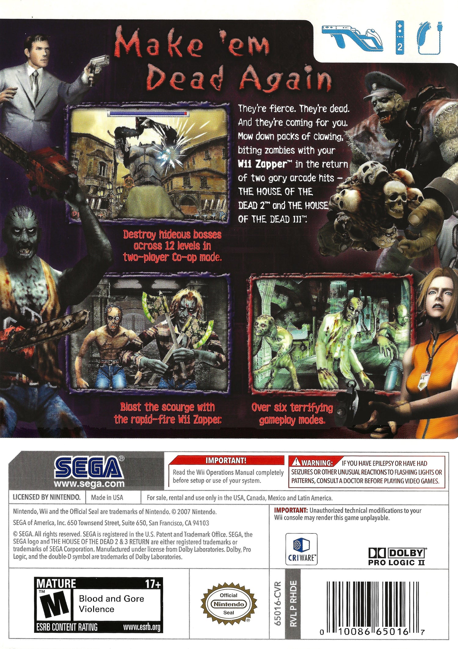 La casa de los muertos 2 y 3 regresan - Wii