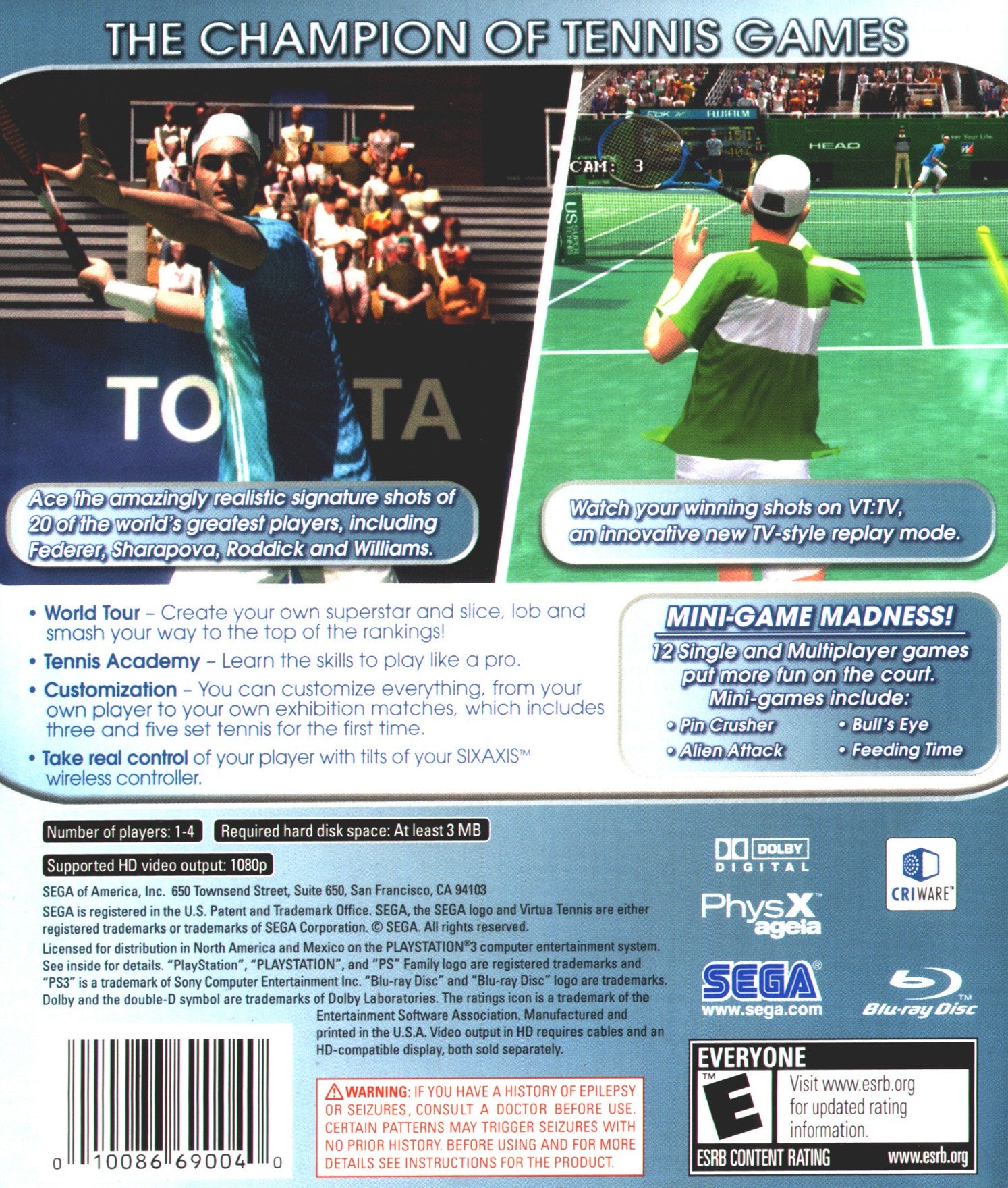 Virtua Tennis 3 - Playstation 3