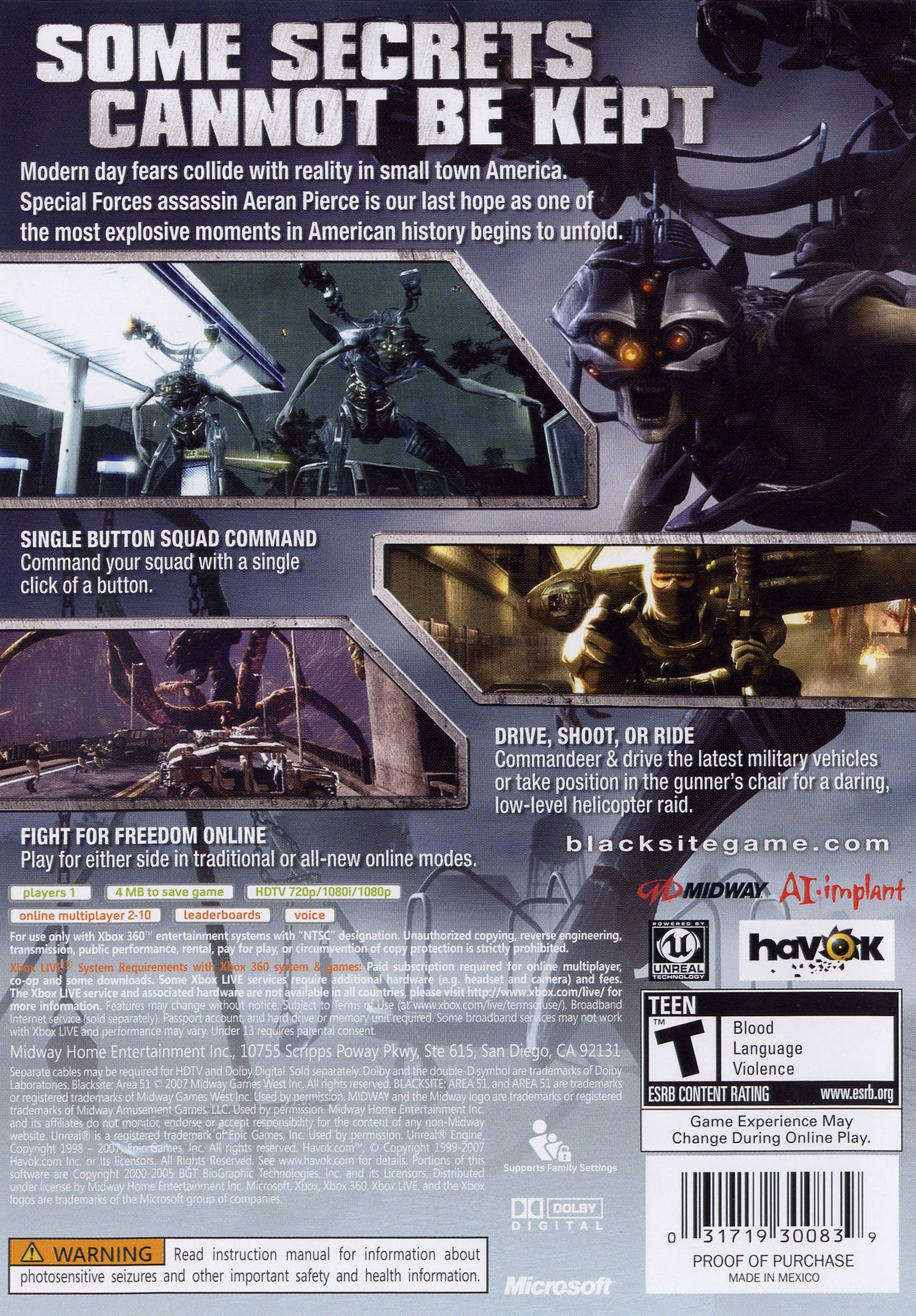 Área de sitio negro 51 - Xbox 360