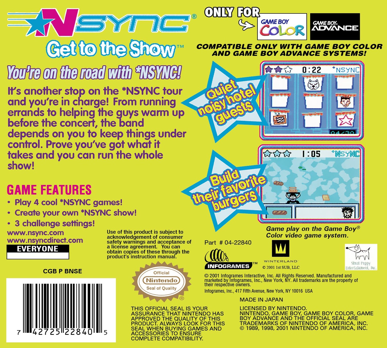 NSYNC Get to the Show - GameBoy Color