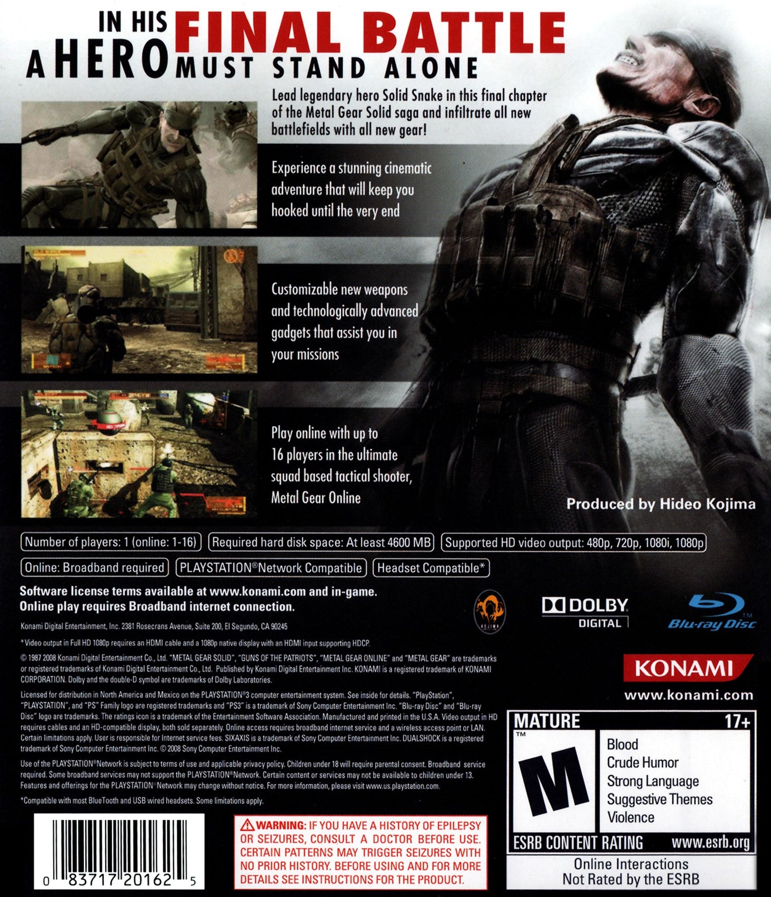Metal Gear Solid 4 Guns of the Patriots - Playstation 3
