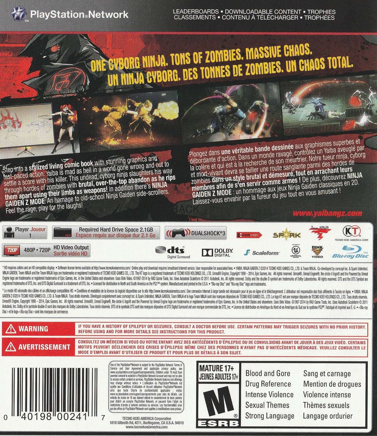 Yaiba: Ninja Gaiden Z - Playstation 3