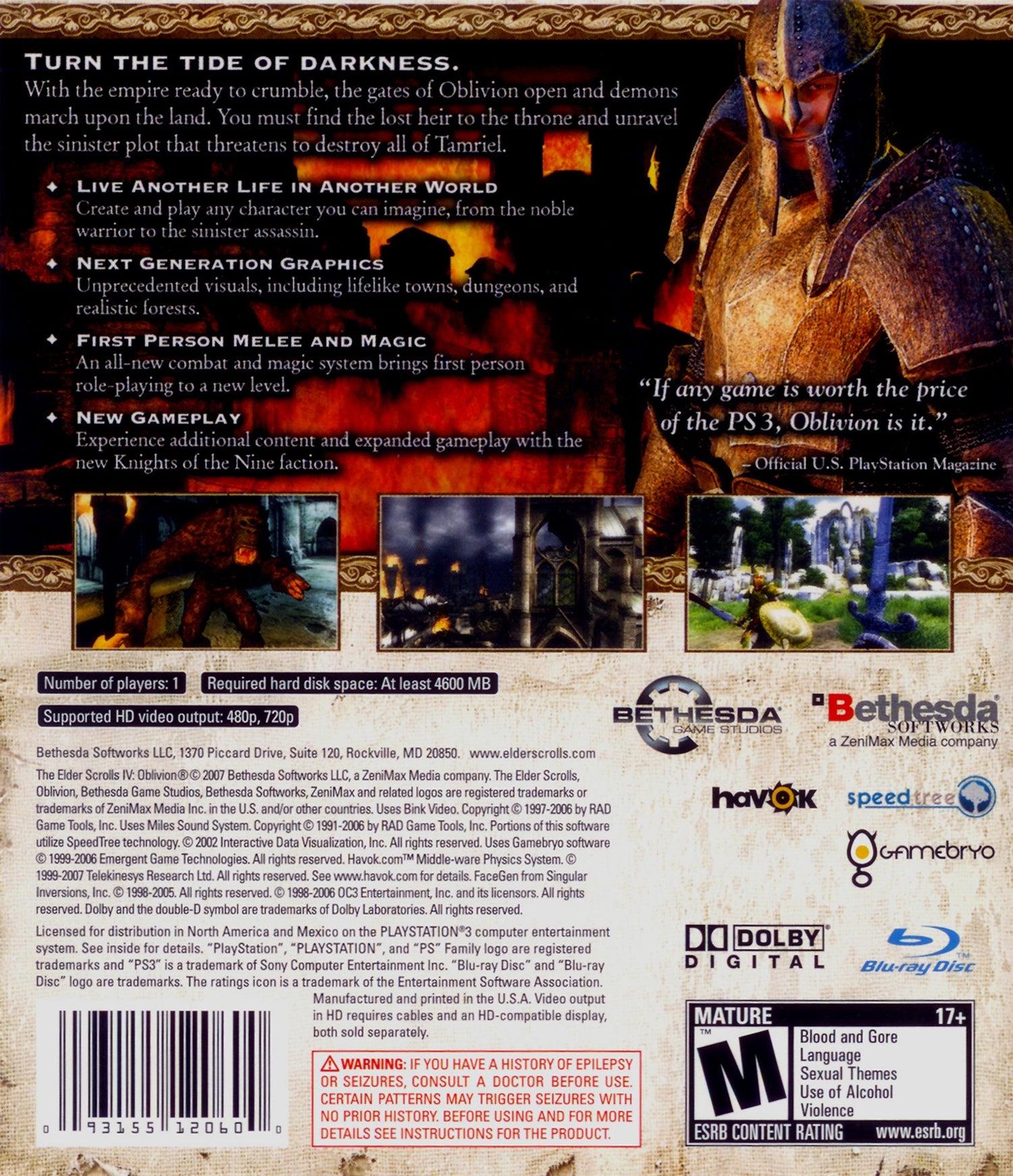 Elder Scrolls IV Oblivion - Playstation 3
