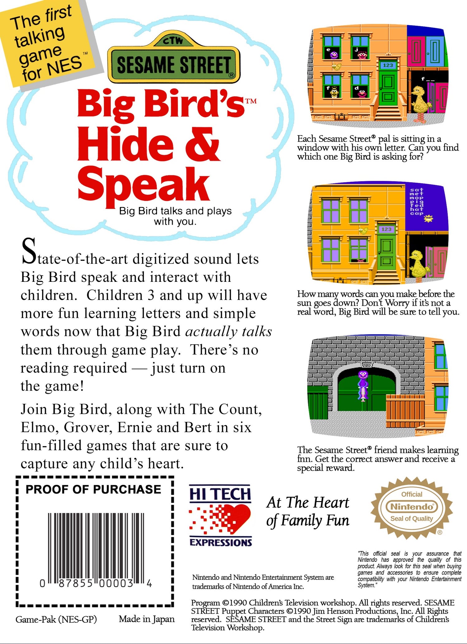 Sesame Street Big Bird's Hide and Speak - NES