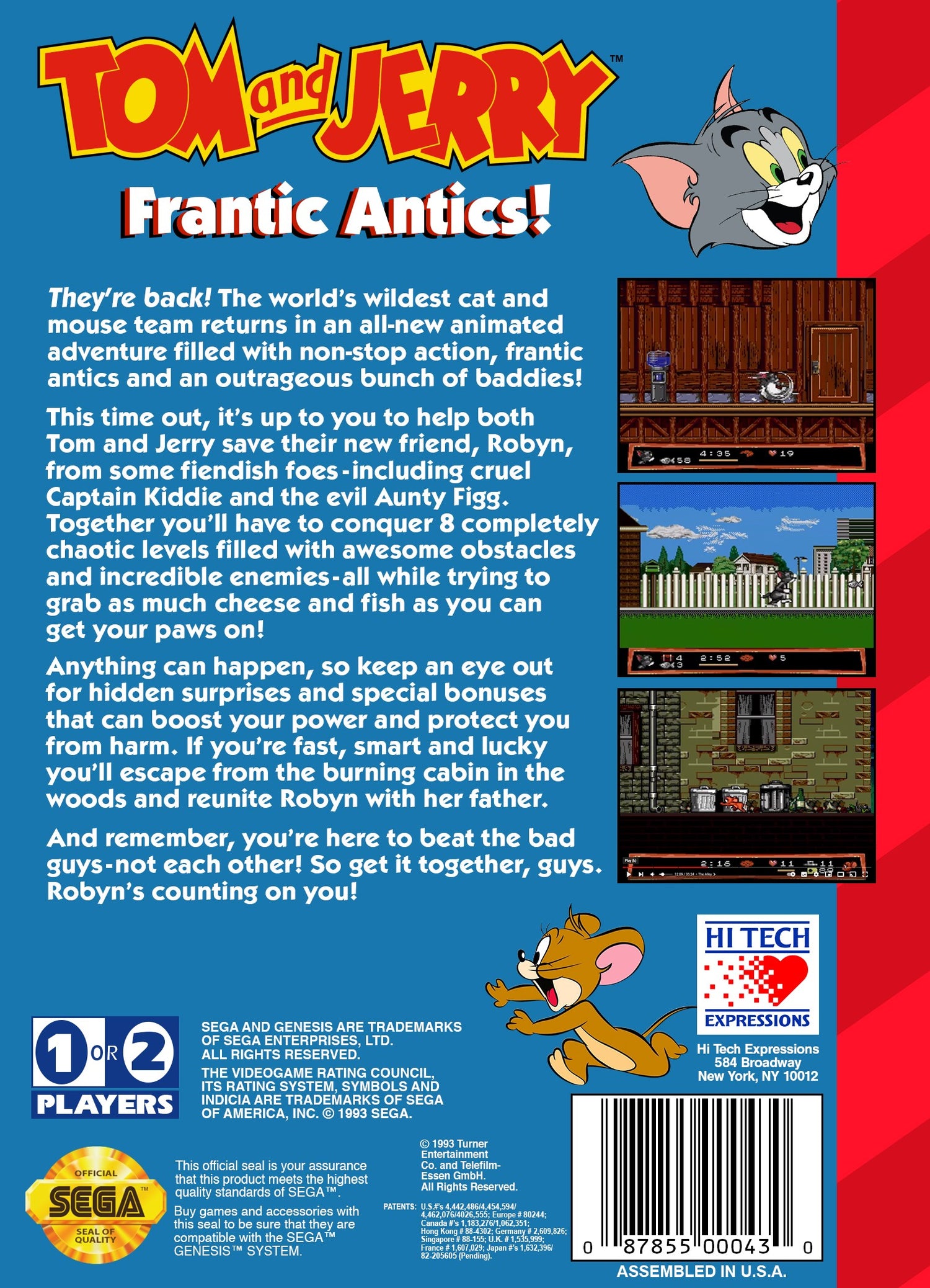 Tom and Jerry Frantic Antics [Cardboard Box] - Sega Genesis