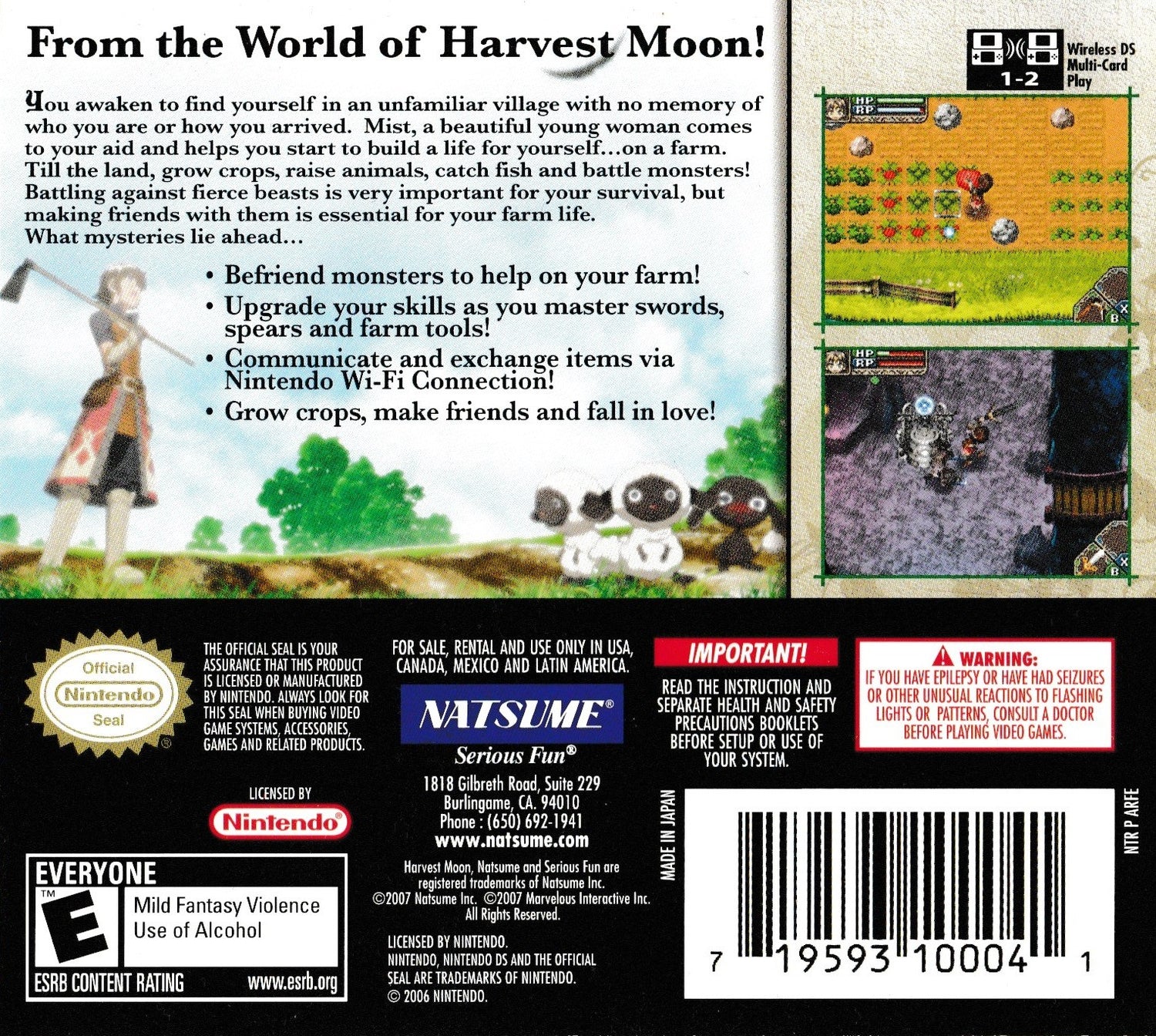 Rune Factory A Fantasy Harvest Moon - Nintendo DS