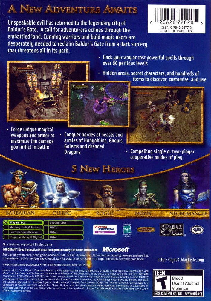 Baldur's Gate Dark Alliance 2 - Xbox - Retro Island Gaming