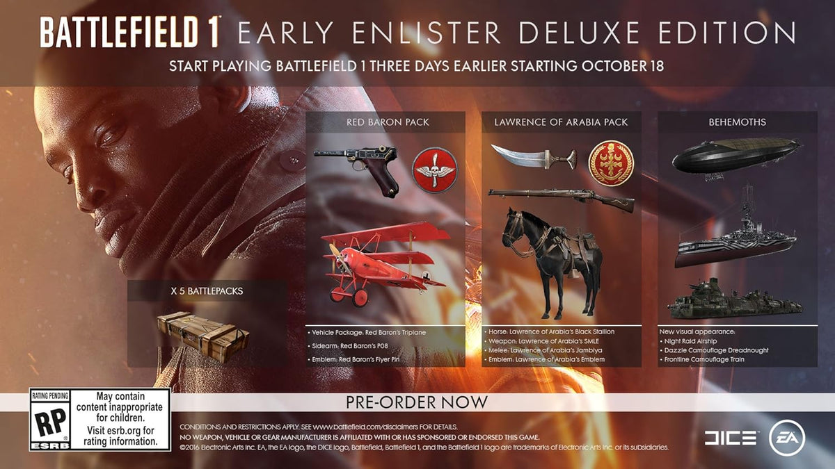 Battlefield 1 [Early Enlister Deluxe Edition] - Xbox One - Retro Island Gaming