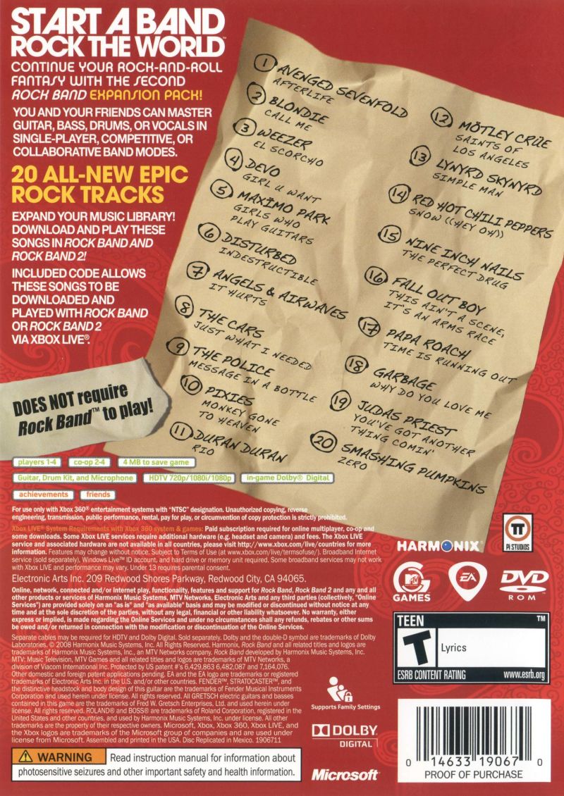 Rock Band Track Pack Volume 2 - Xbox 360