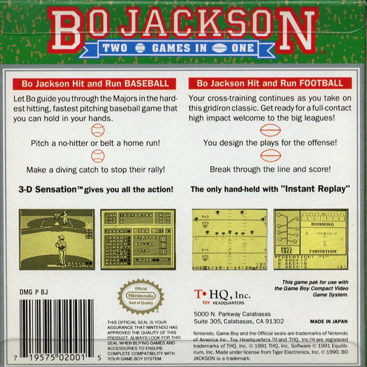 Two Bo Bo Jackson: Two Games in One - GameBoy – Retro Island Gaming