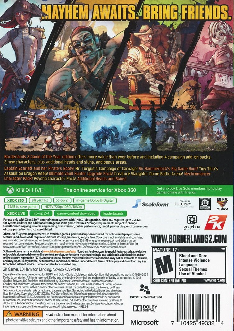 Borderlands 2 [Game of the Year] - Xbox 360 - Retro Island Gaming