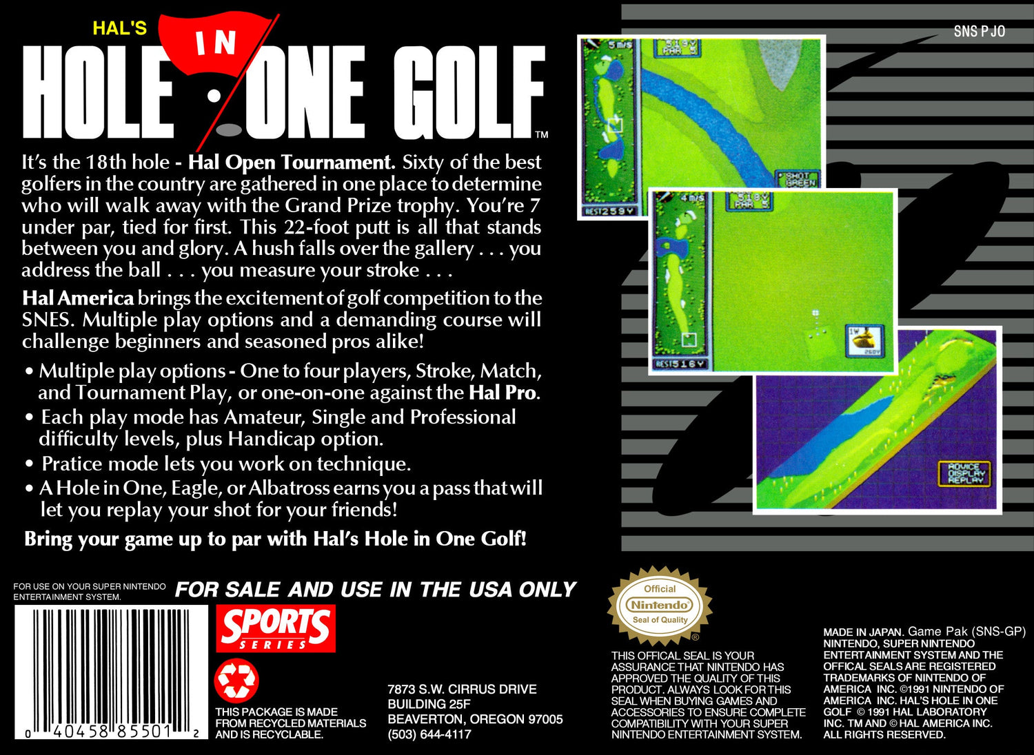 Hal's Hole in One Golf - Super Nintendo - Retro Island Gaming