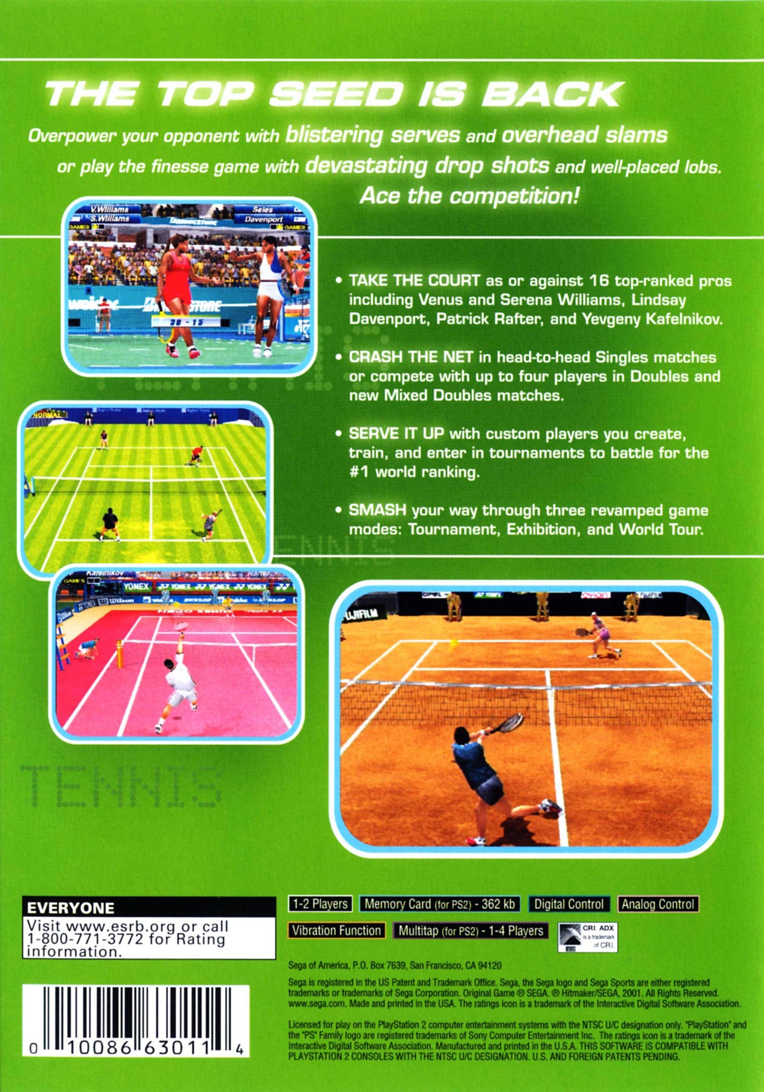 Sega Sports Tennis - Playstation 2
