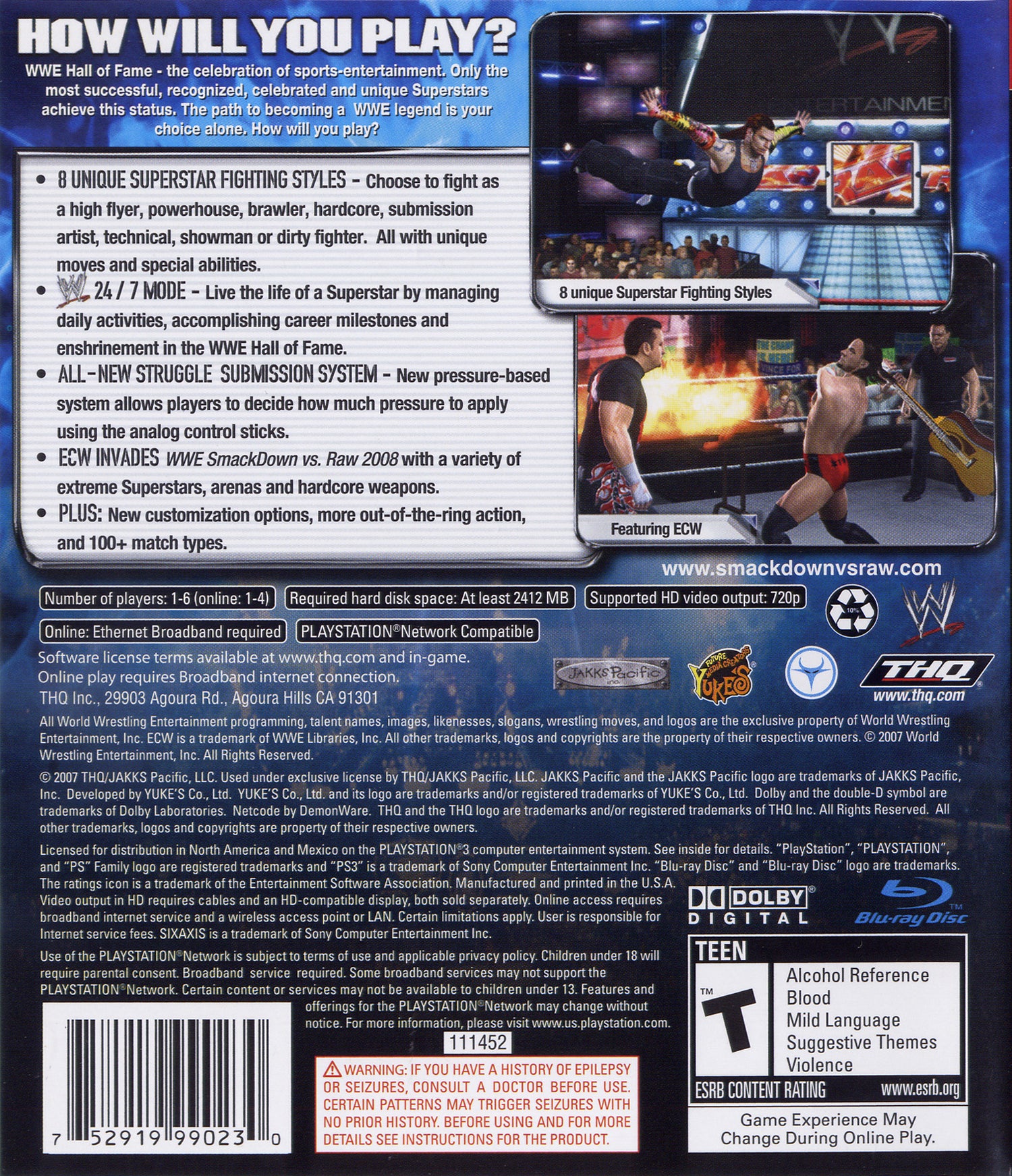 WWE Smackdown vs. Raw 2008 - Playstation 3