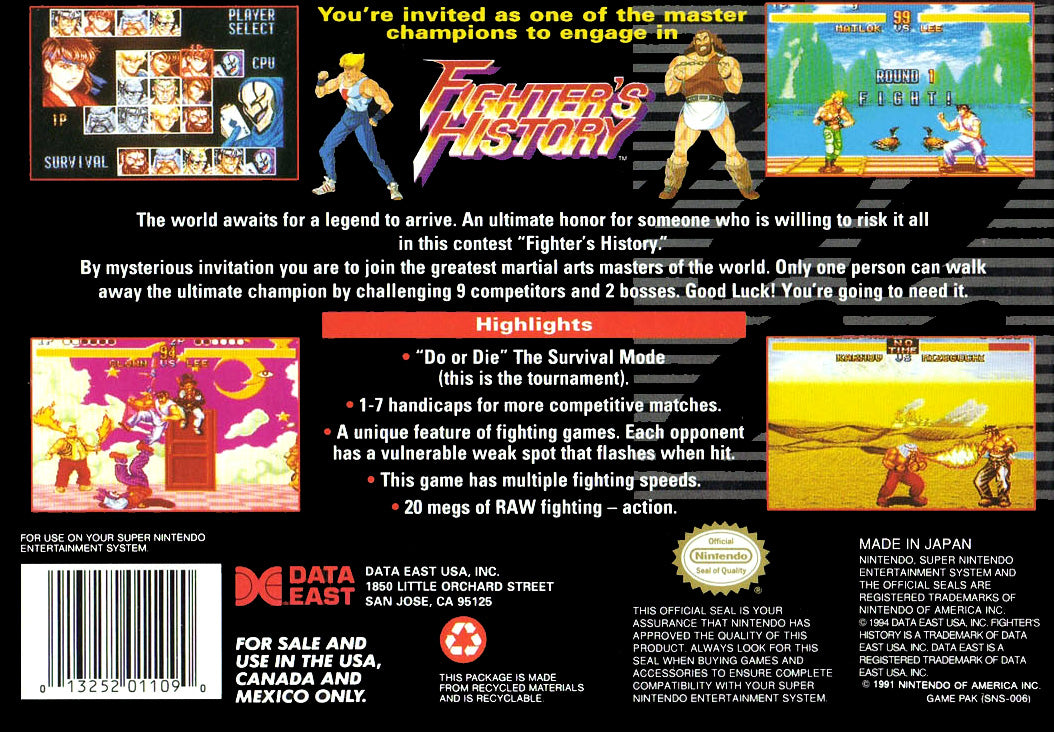 Fighter's History - Super Nintendo