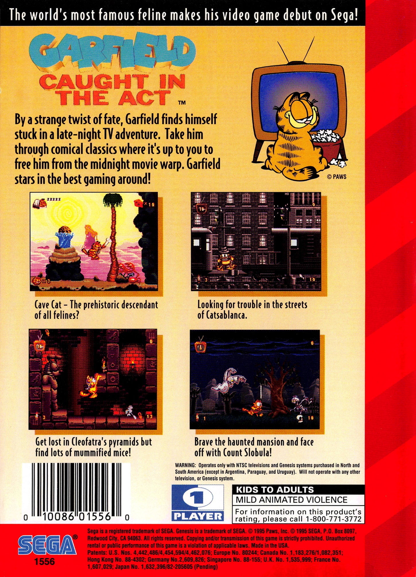 Garfield atrapado en el acto - Sega Genesis