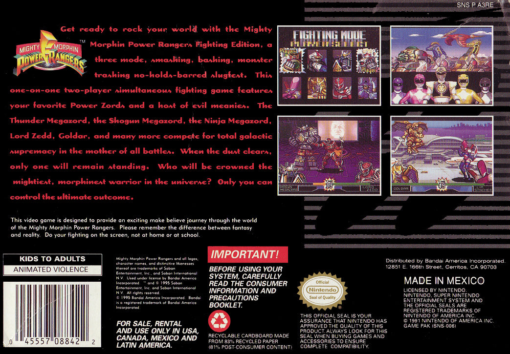 Power Rangers Fighting Edition - Super Nintendo