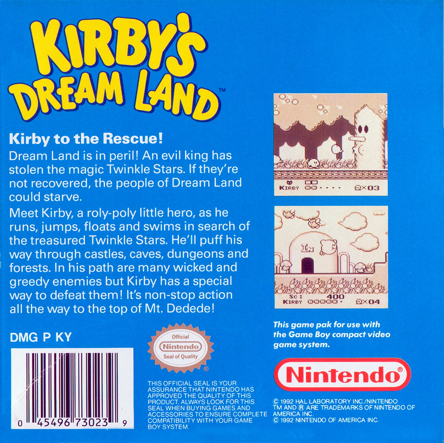 Kirby's Dream Land [Player's Choice] - GameBoy