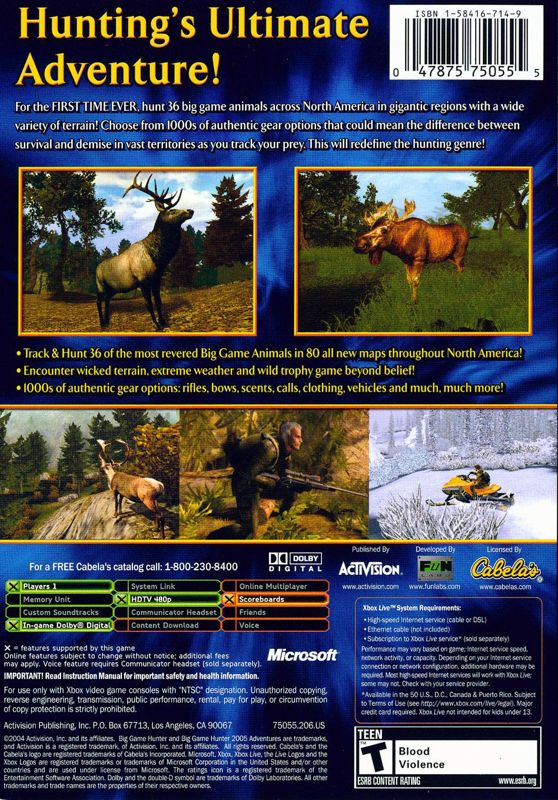 Cabela's Big Game Hunter 2005 Adventures - Xbox - Retro Island Gaming