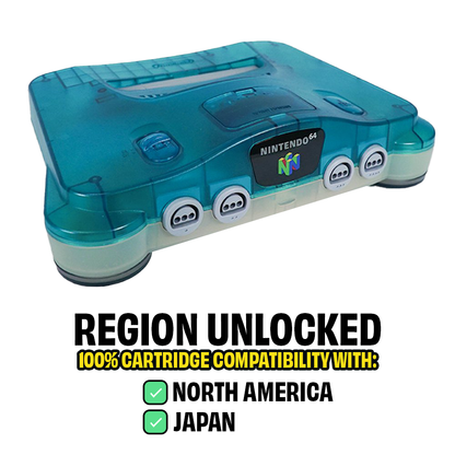 Region Unlocked Clear White & Blue Nintendo 64 System - Certified Tested & Cleaned - Retro Island Gaming