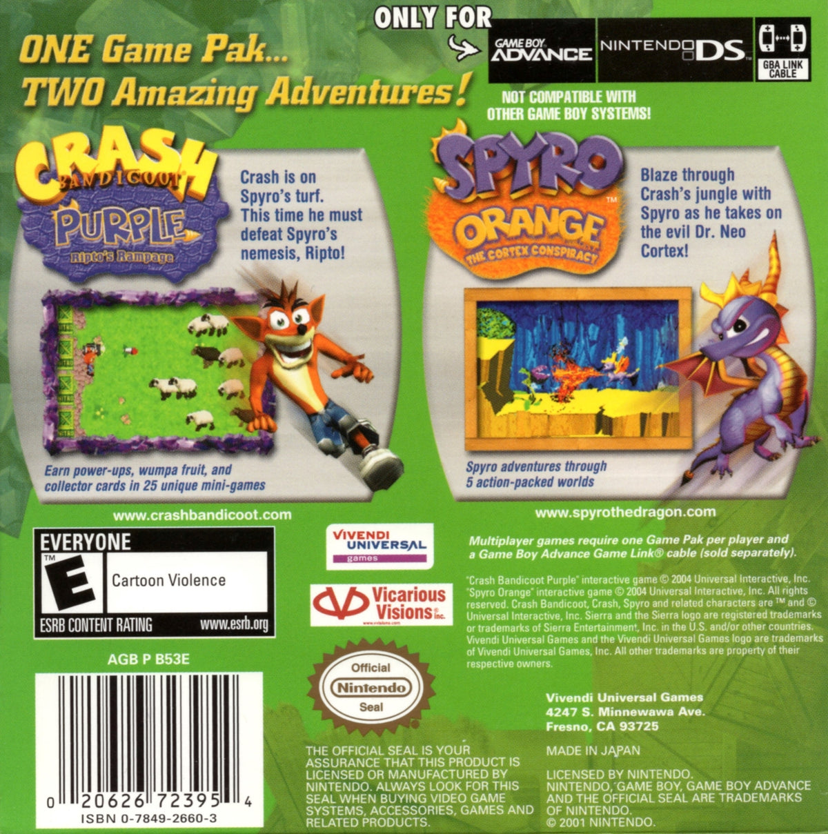 Crash and Spyro Superpack: Purple & Orange - GameBoy Advance - Retro Island Gaming