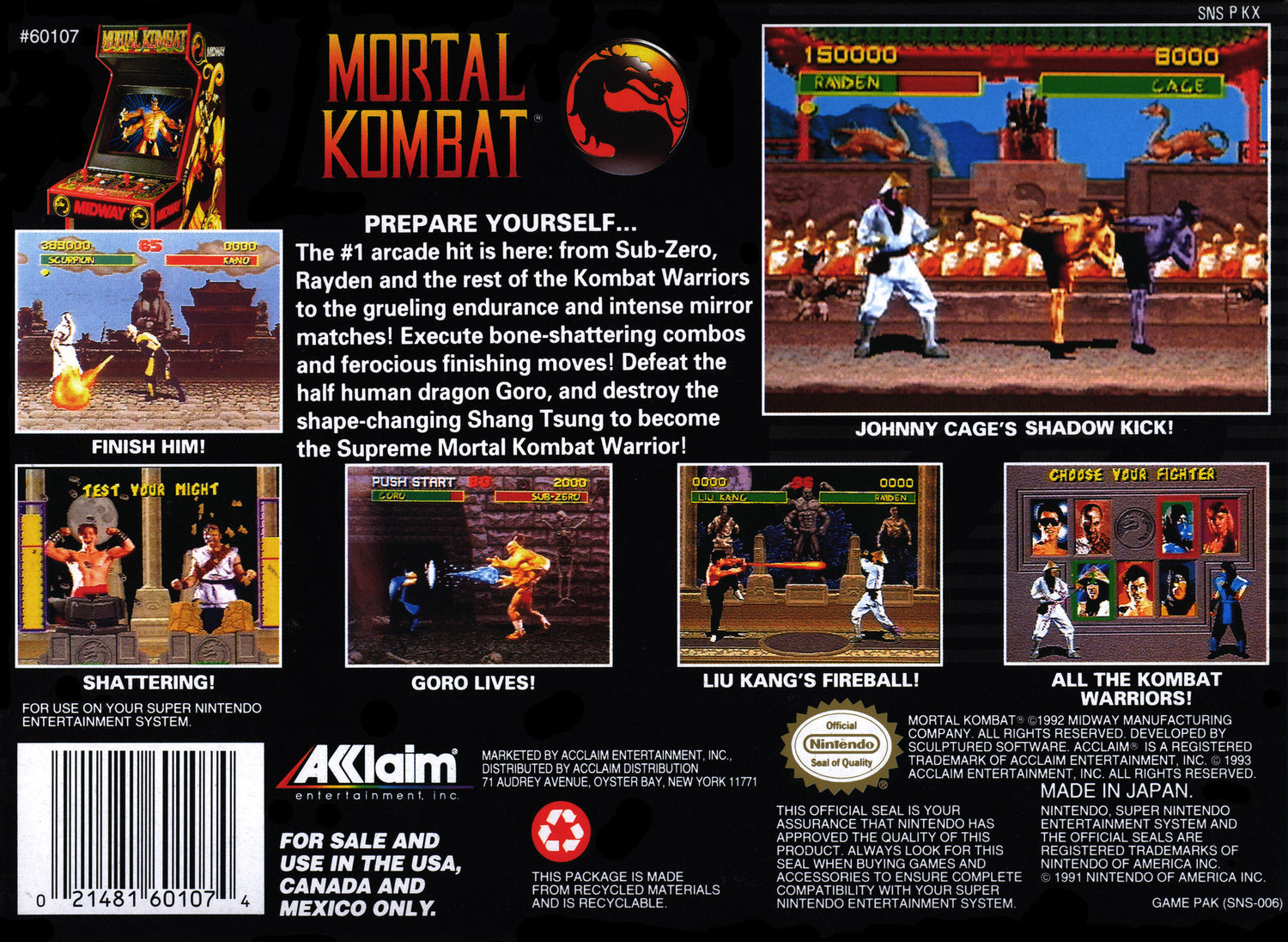Mortal Kombat - Super Nintendo