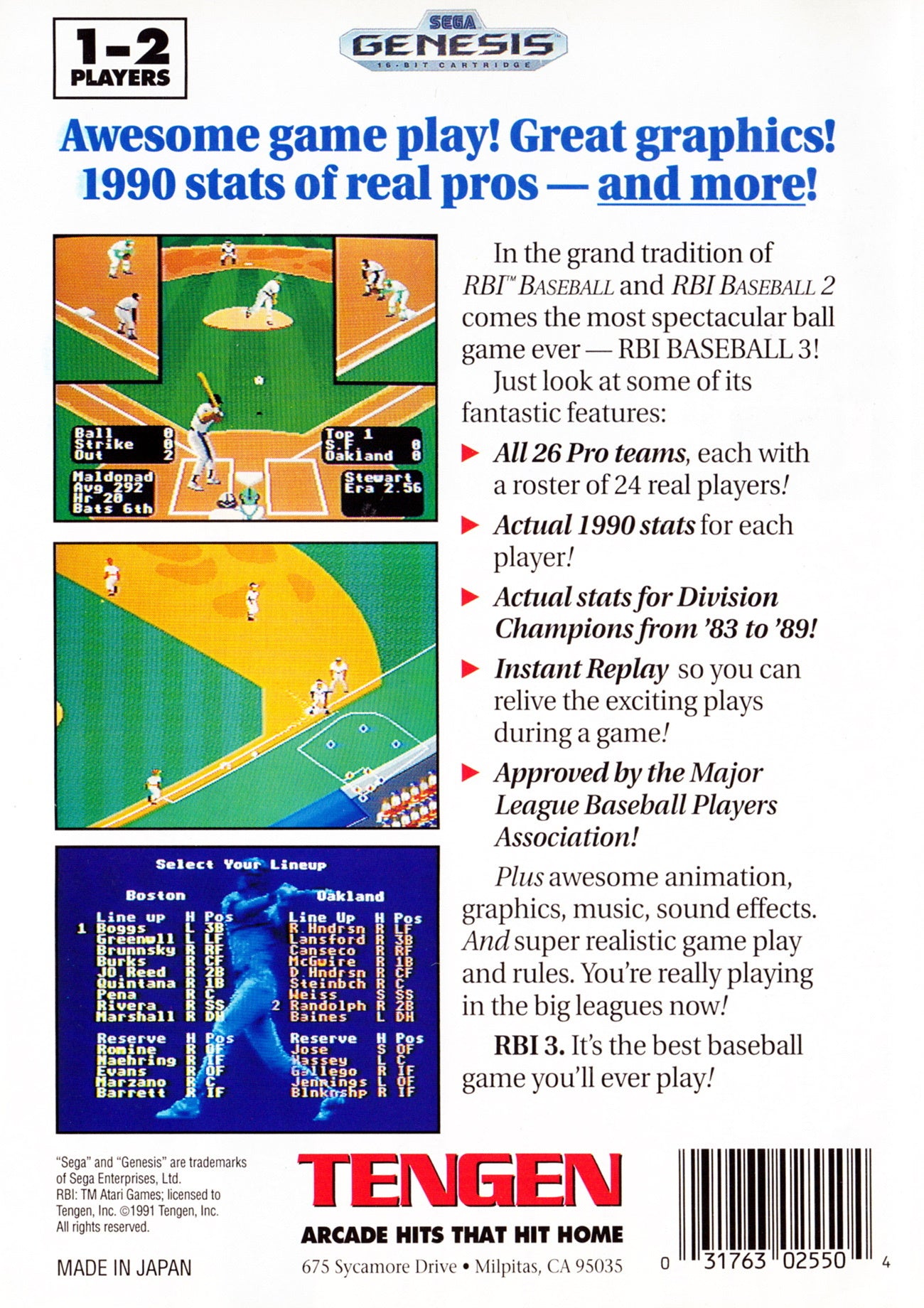RBI Baseball 3 - Sega Genesis