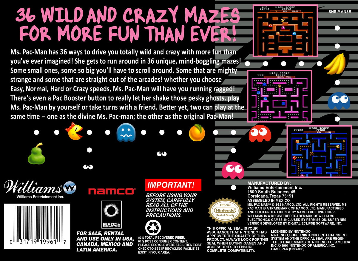 Ms. Pac-Man - Super Nintendo - Retro Island Gaming