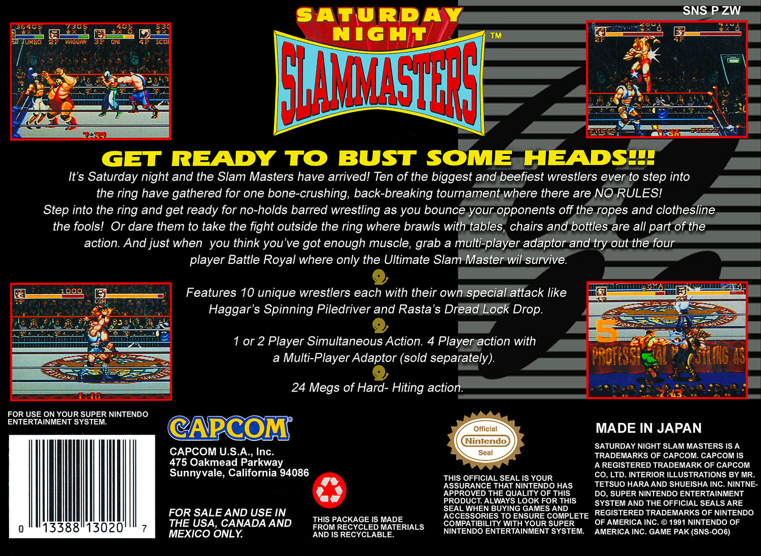 Saturday Night Slam Masters - Super Nintendo