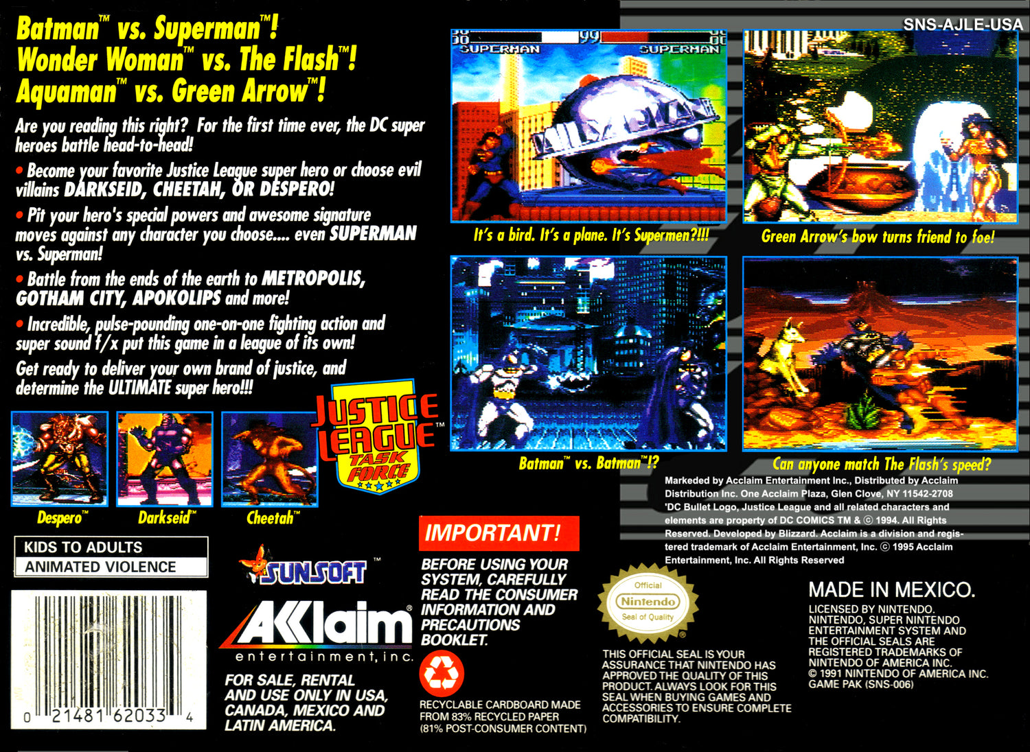 Justice League Task Force - Super Nintendo