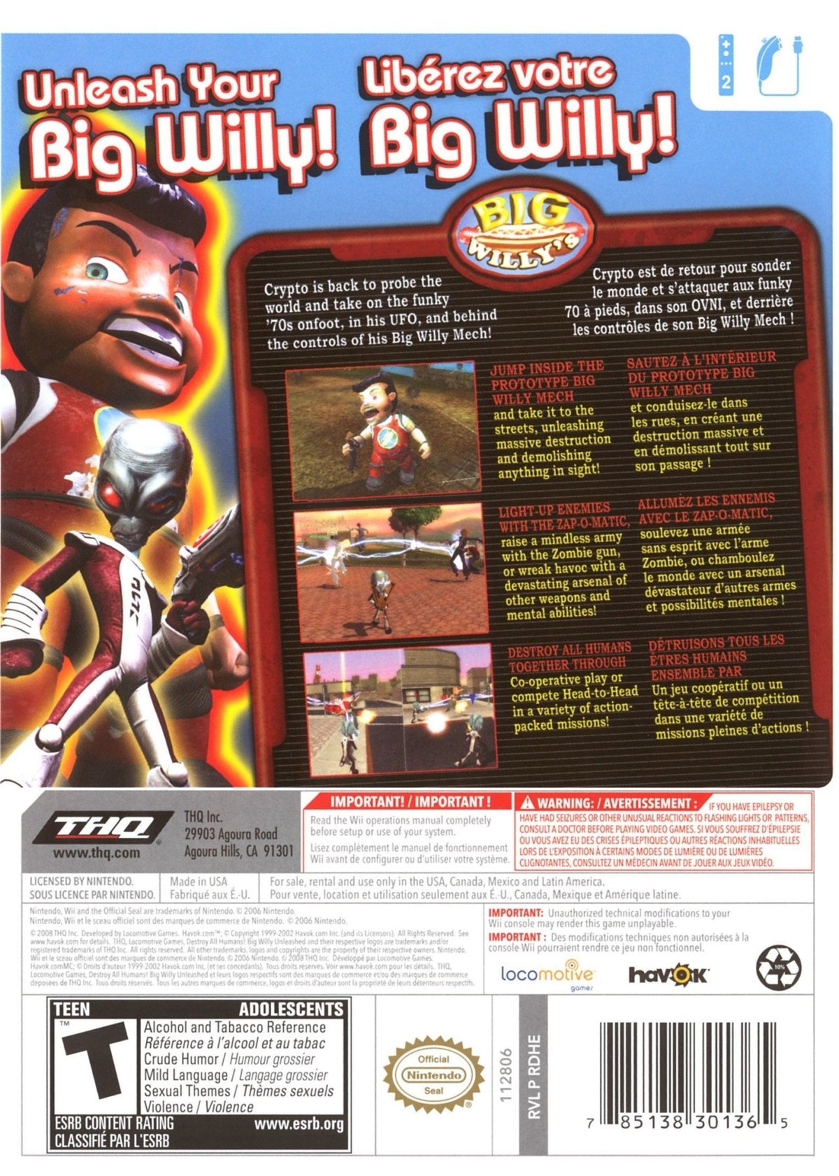 Destroy All Humans Big Willy Unleashed - Wii - Retro Island Gaming
