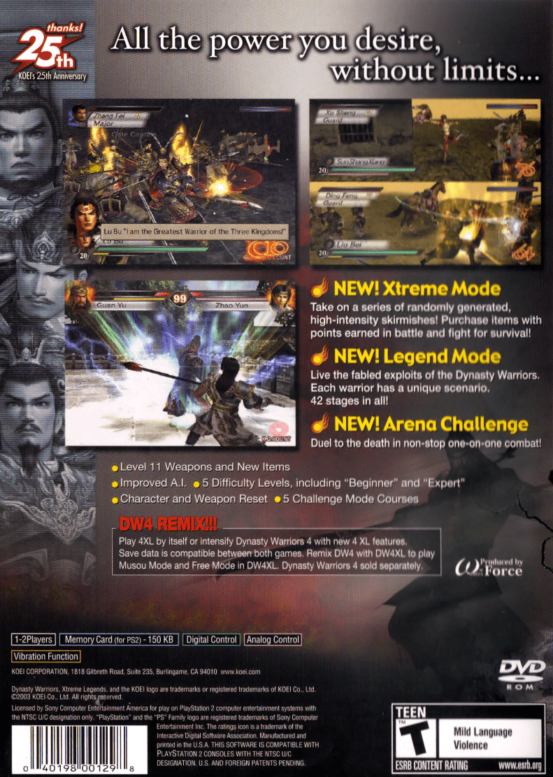 Dynasty Warriors 4 Xtreme Legends - Playstation 2 - Retro Island Gaming