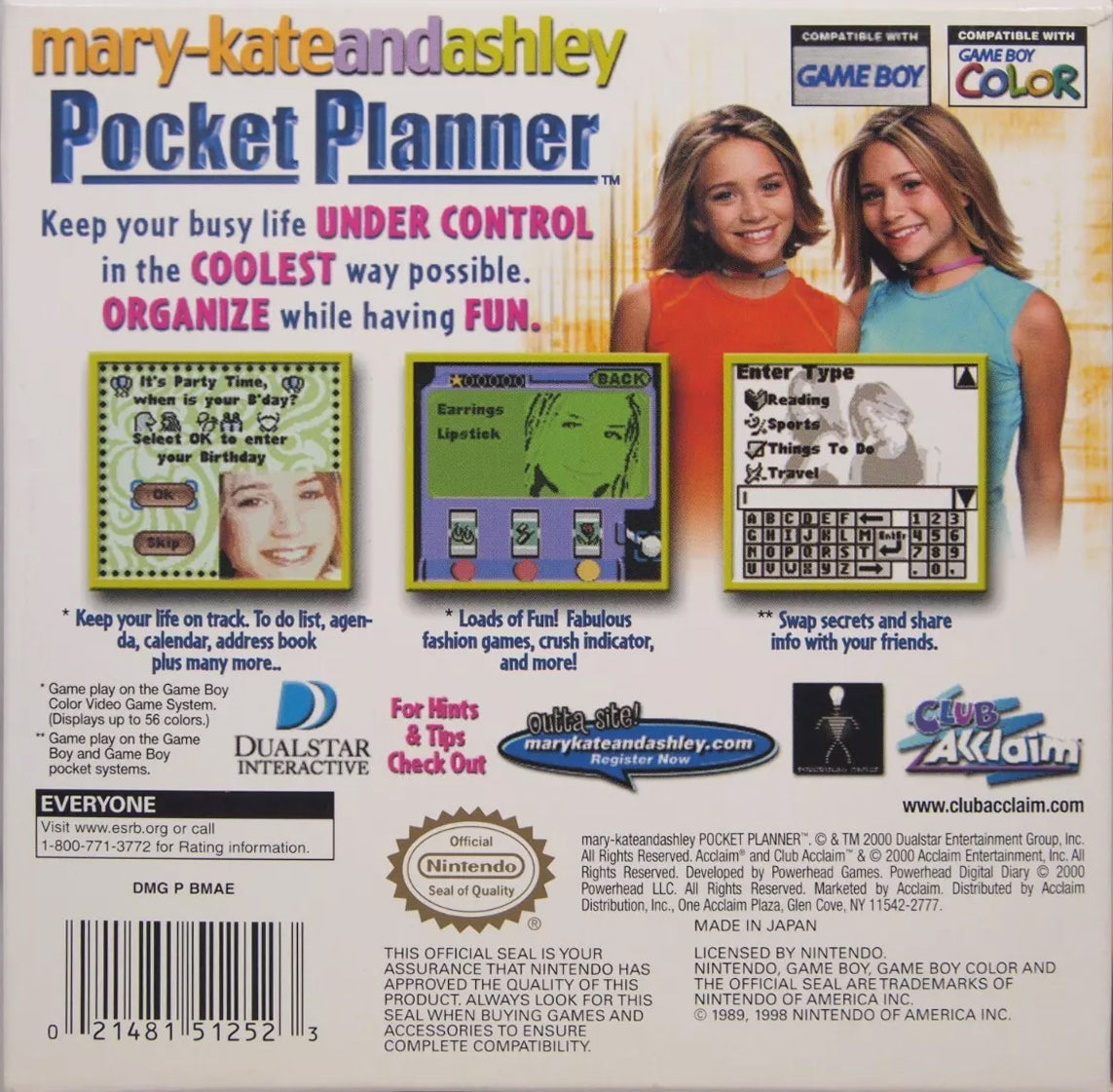 Mary-Kate and Ashley Pocket Planner - GameBoy Color