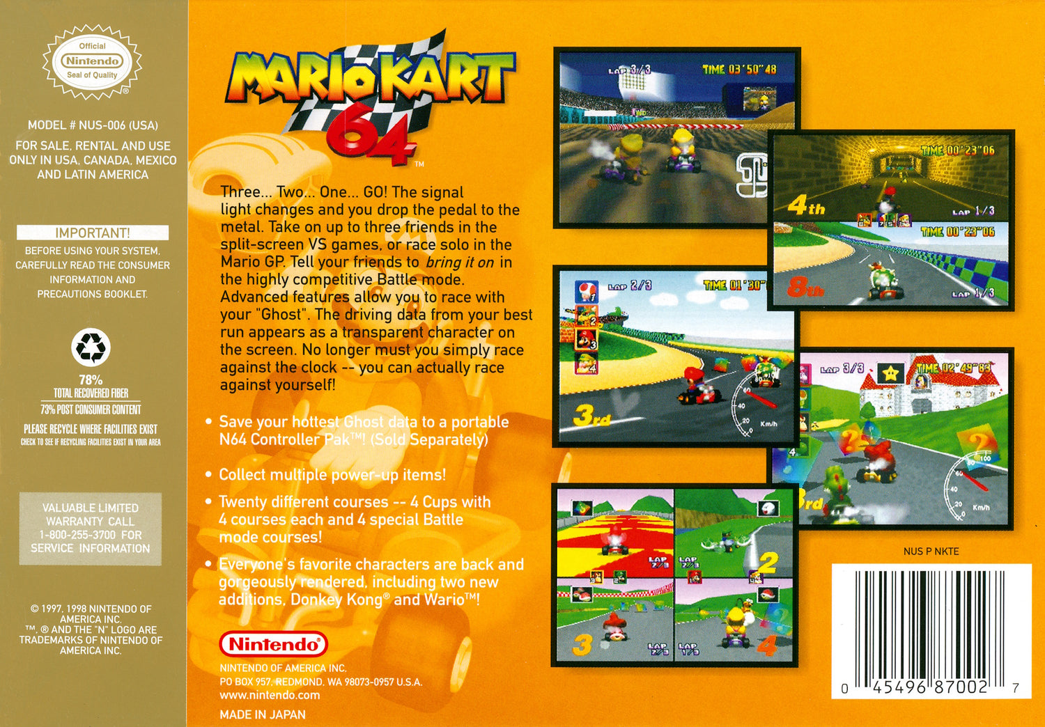 Mario Kart 64 [Player's Choice] - Nintendo 64