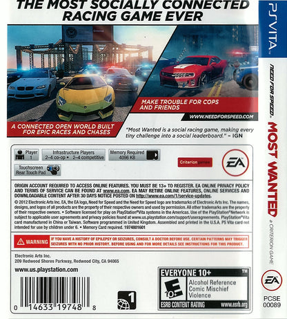 Need for Speed Most Wanted - Playstation Vita