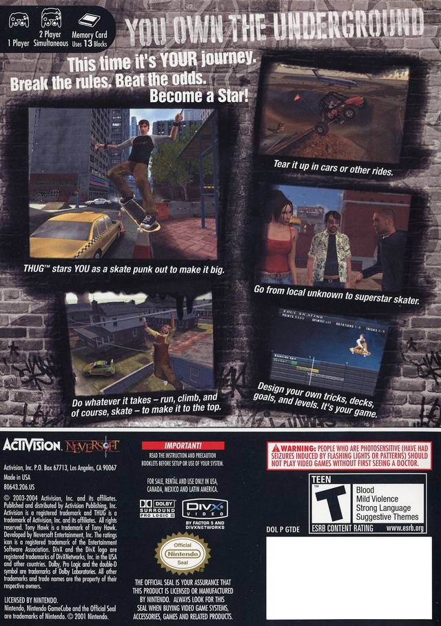 Tony Hawk Underground - Gamecube
