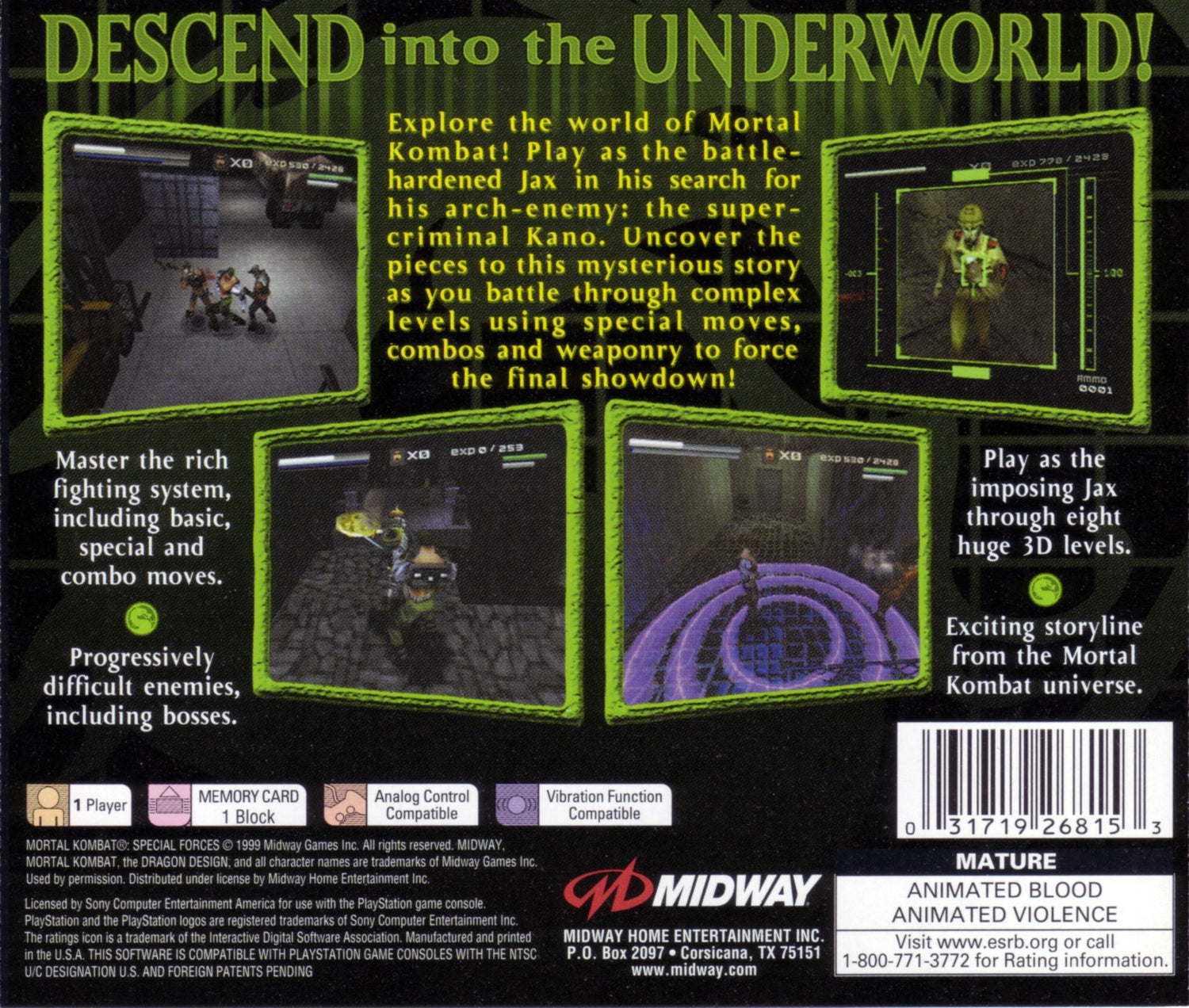 Mortal Kombat Special Forces - Playstation