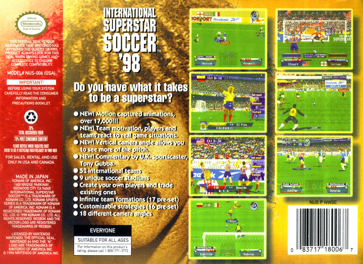 International Superstar Soccer 98 - Nintendo 64 - Retro Island Gaming
