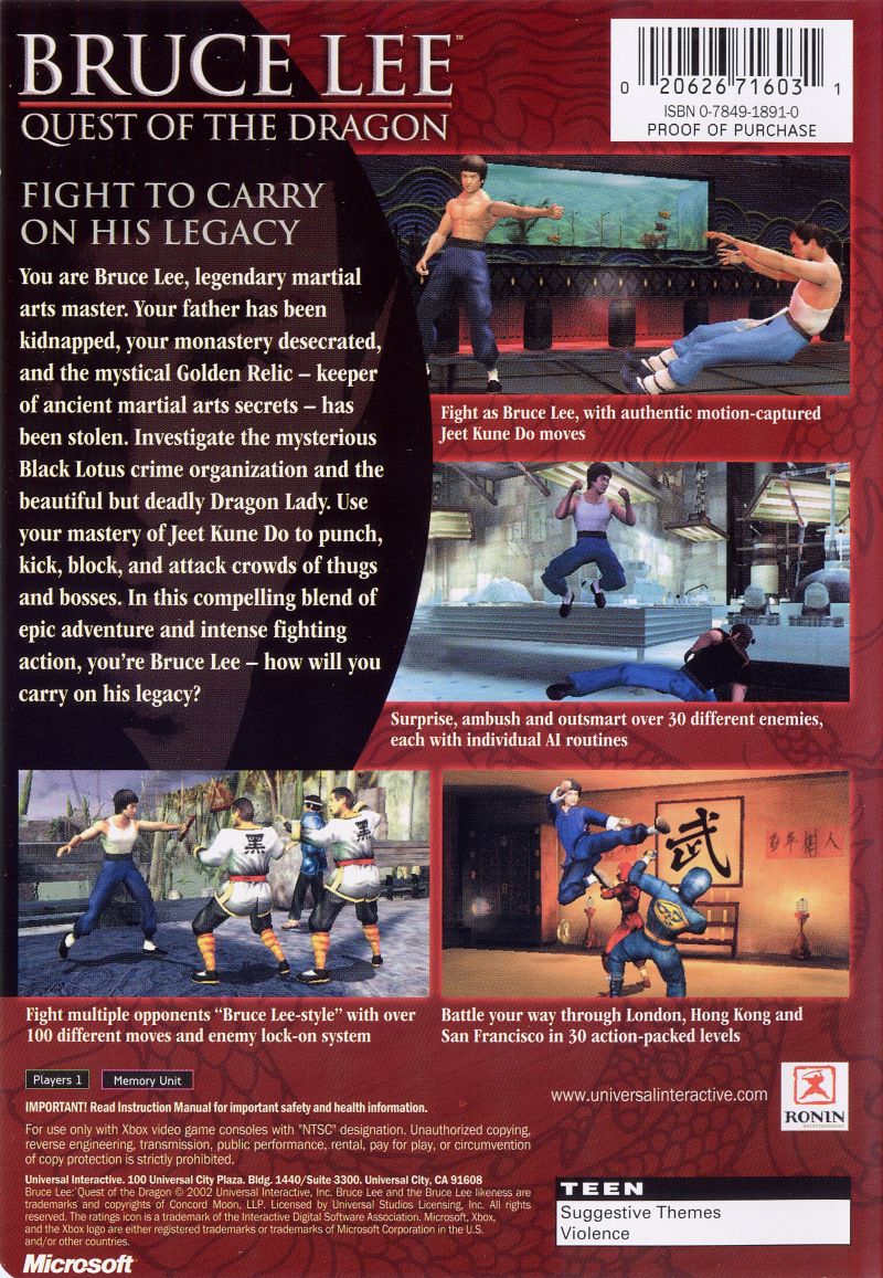 Bruce Lee Quest of the Dragon - Xbox