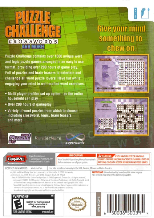 Puzzle Challenge Crosswords and More - Wii