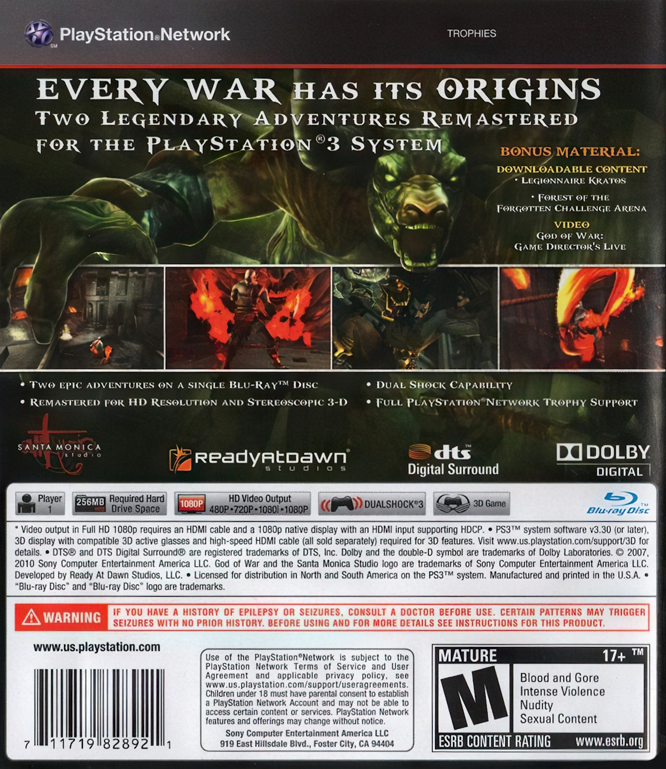 Colección God of War Origins - Playstation 3