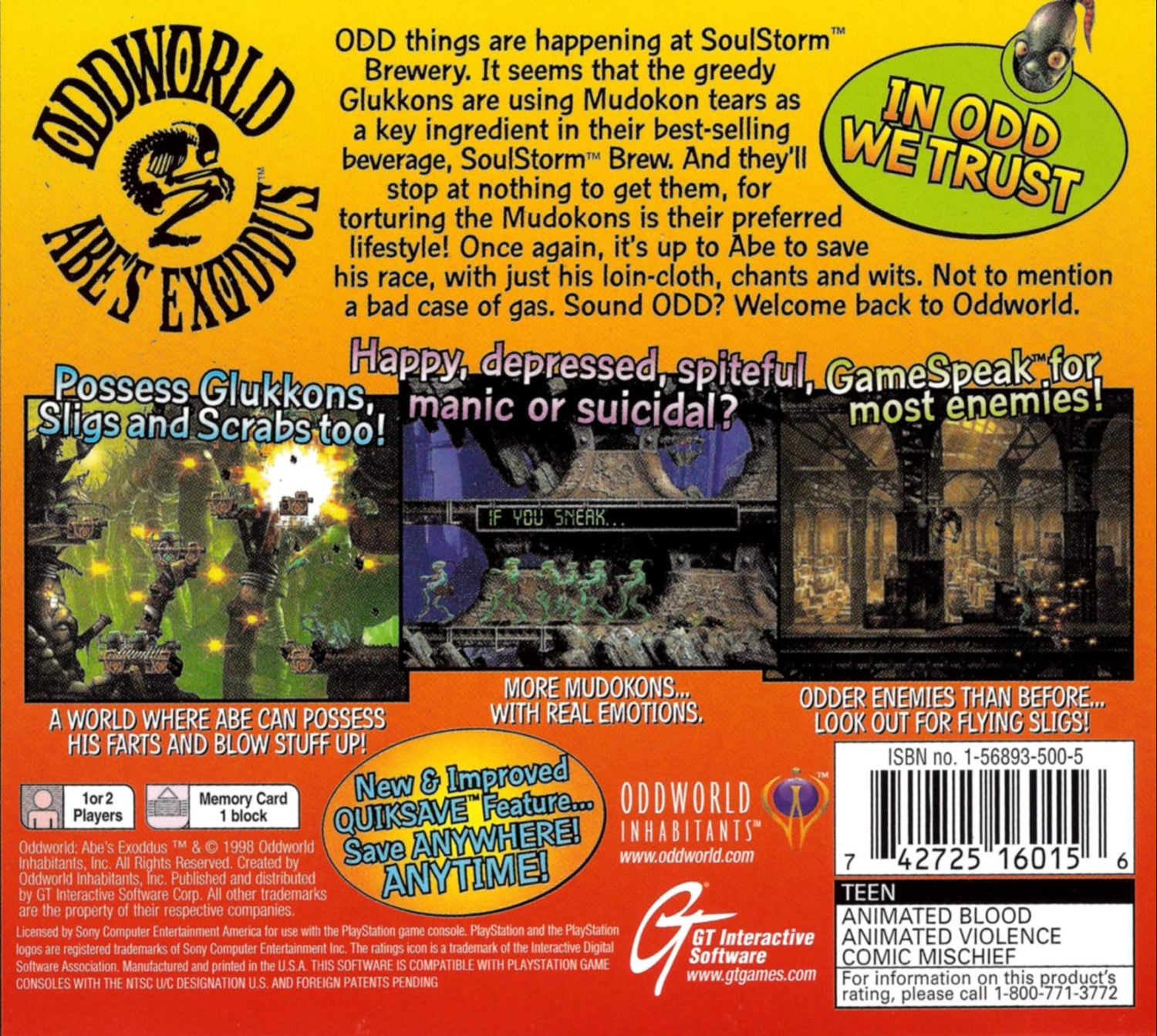 Oddworld Abes Exoddus - Playstation