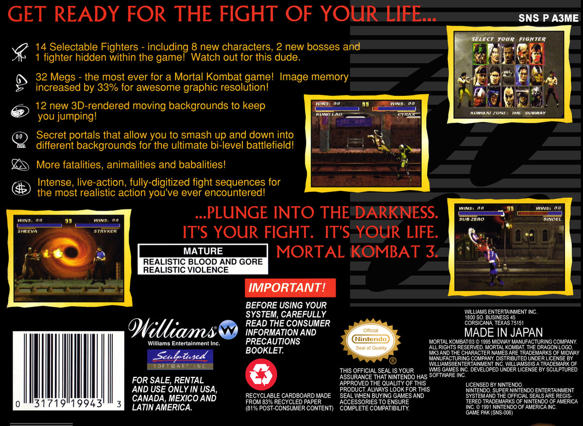 Mortal Kombat 3 - Super Nintendo - Retro Island Gaming