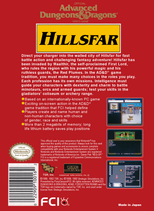 Advanced Dungeons & Dragons Hillsfar - NES - Retro Island Gaming