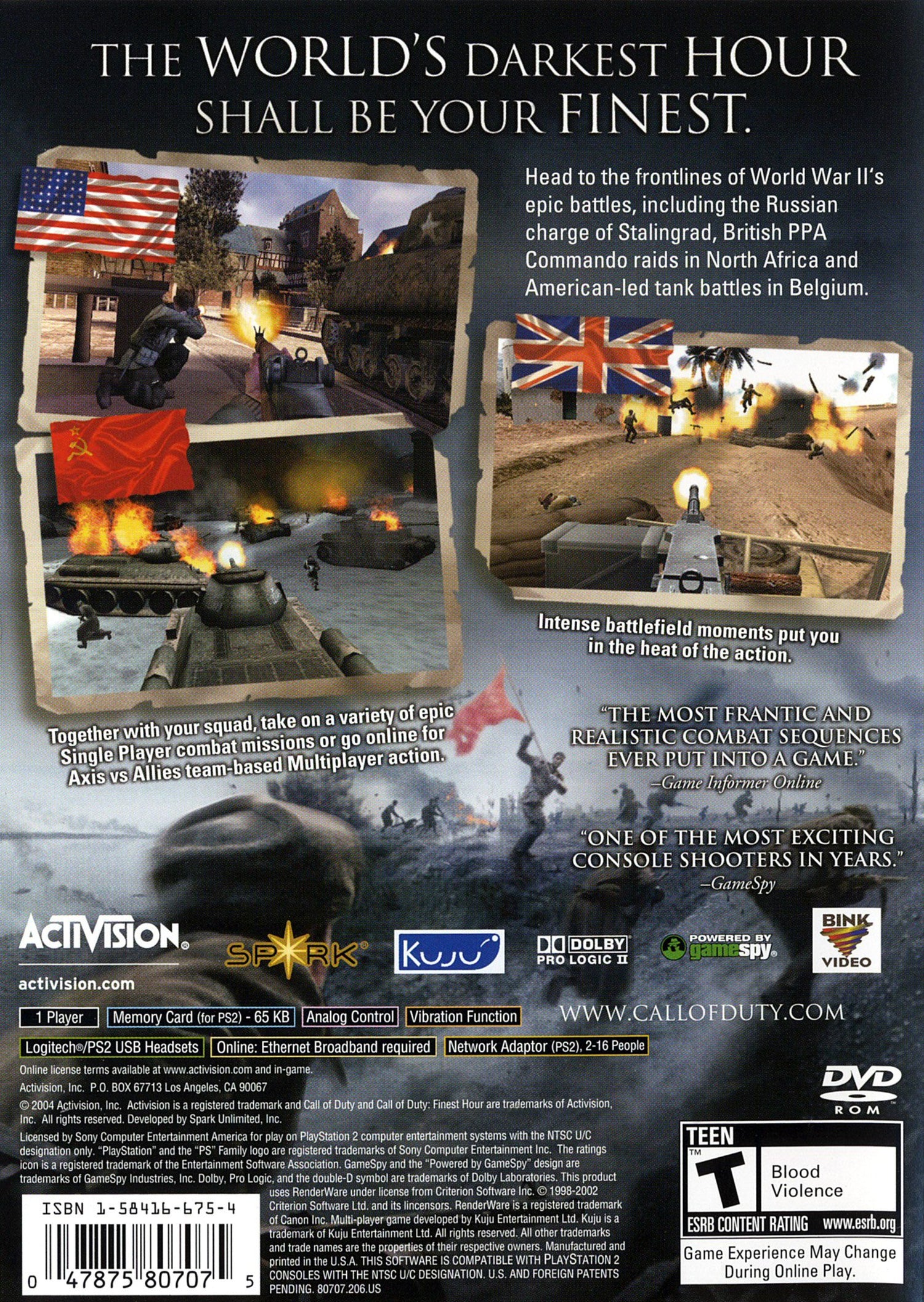 Call of Duty Finest Hour [Greatest Hits] - Playstation 2