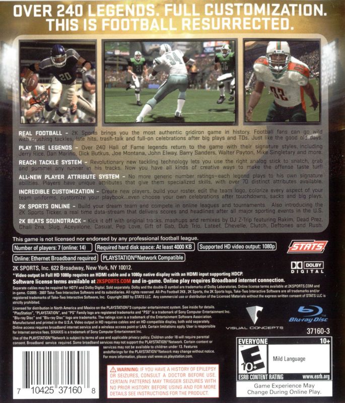 All Pro Football 2K8 - Playstation 3