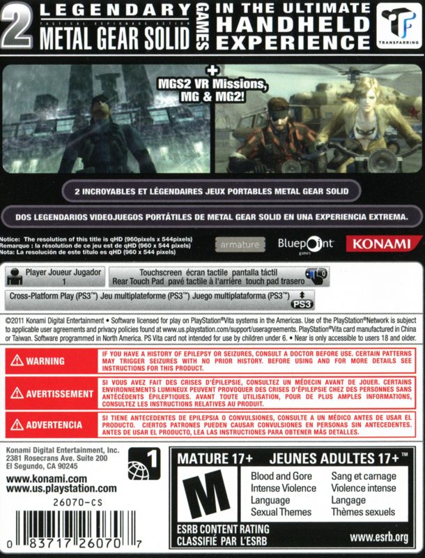 Metal Gear Solid HD Collection - Playstation Vita