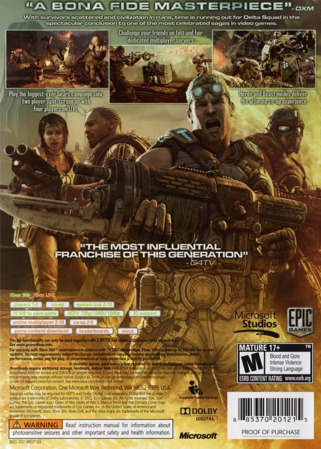 Gears of War 3 [Platinum Hits] - Xbox 360