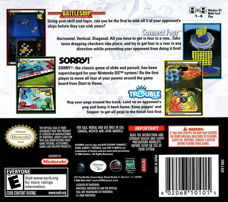 Battleship / Connect Four / Sorry / Trouble - Nintendo DS - Retro Island Gaming