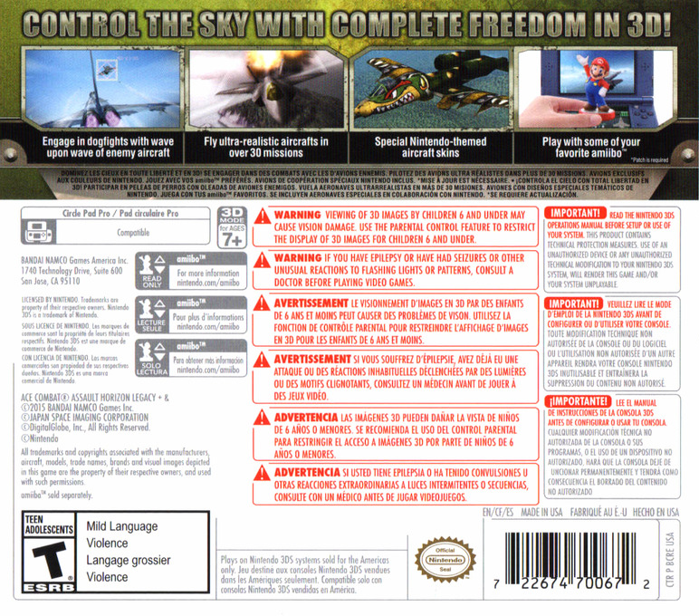 Ace Combat: Assault Horizon Legacy Plus - Nintendo 3DS